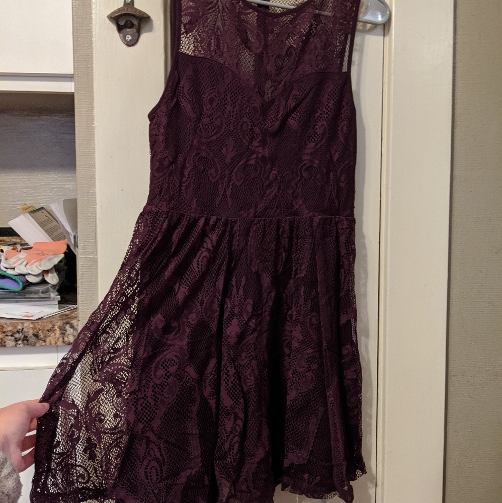 Dark Plum Lace Cocktail Dress